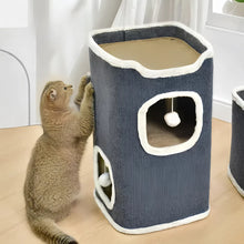 Cozy 3-Tier Cat Bed with Soft Mat and Plush Hideaway_1