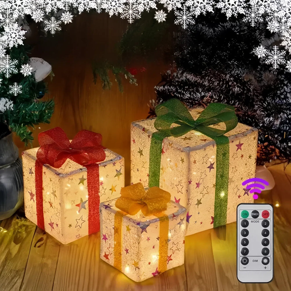3-Piece Luminous Bow Gift Box for Lighted Christmas Tree_0