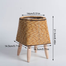 Nordic Style Faux Rattan Plant Stand Flower Shelf Flower Pot_13