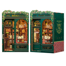 DIY Book Nook Kit Miniature Dollhouse with Light Wooden Bookshelf_5