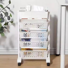 Floor Mounted Movable Bookshelf with Wheels Classroom Desk Storage Rack_3