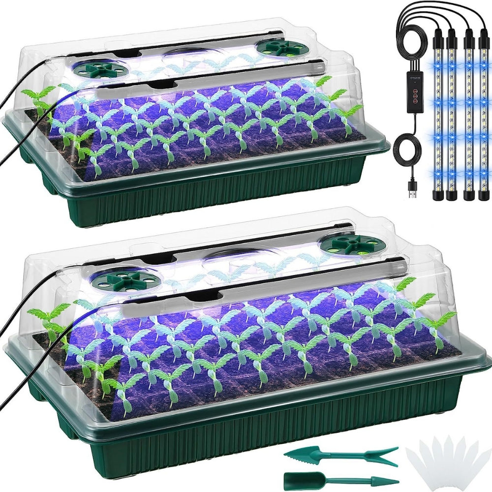 2 Pack High Dome Germination Trays Plant Seedling Starter Kit_4