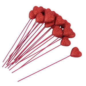 Glitter Foam Love Heart Picks Stick For Valentine Day Vase Decoration Supply_1