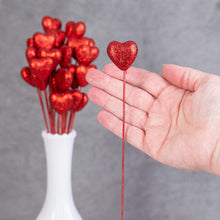Glitter Foam Love Heart Picks Stick For Valentine Day Vase Decoration Supply_3