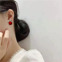 Lucky Red Zircon Stud Earrings For Women Metal Statement Earring_9