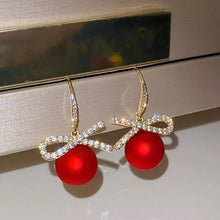 Lucky Red Zircon Stud Earrings For Women Metal Statement Earring_4