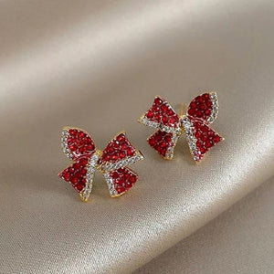 Lucky Red Zircon Stud Earrings For Women Metal Statement Earring_5