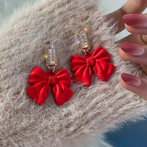 Lucky Red Zircon Stud Earrings For Women Metal Statement Earring_6
