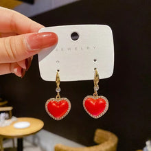 Lucky Red Zircon Stud Earrings For Women Metal Statement Earring_7