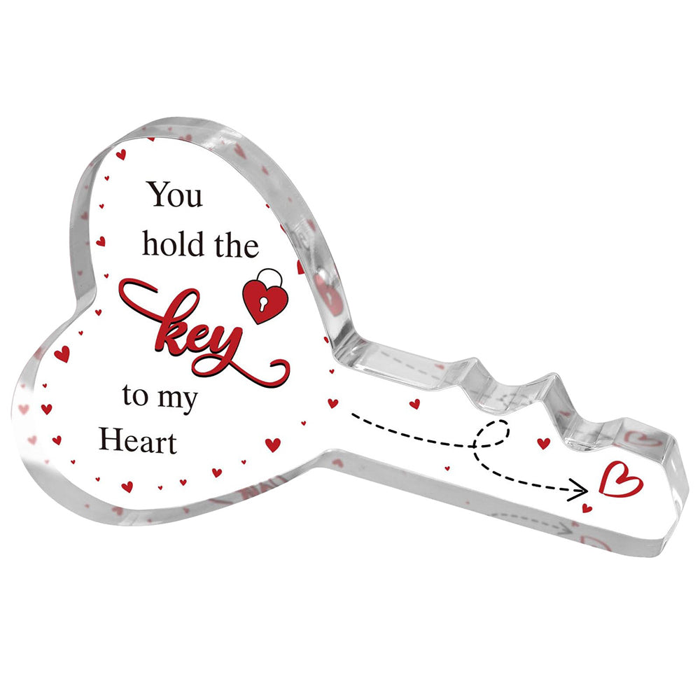 Valentines Day Key Shaped Acrylic Table Ornament Decoration Key Shaped Plaque_0