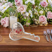 Valentines Day Key Shaped Acrylic Table Ornament Decoration Key Shaped Plaque_2