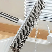 Rubber Broom Carpet Rake with Squeegee Long Handle for Pet Hair Fur Remover Broom