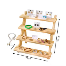 4 Tier Wooden Earring Holder Display Stand for Jewelry