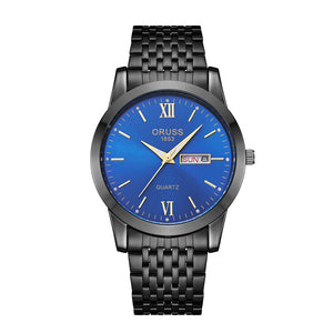 Men's Casual Stainless Steel Watch with Day and Date