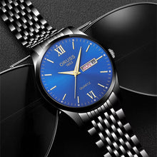 Men's Casual Stainless Steel Watch with Day and Date