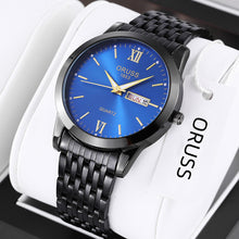 Men's Casual Stainless Steel Watch with Day and Date