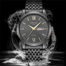 Men's Casual Stainless Steel Watch with Day and Date