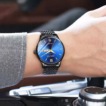 Men's Casual Stainless Steel Watch with Day and Date