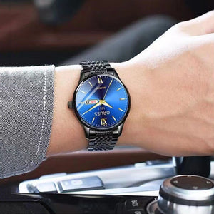 Men's Casual Stainless Steel Watch with Day and Date