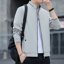 Men's Stripe Pattern Long Sleeve Zipper Windbreaker Jacket