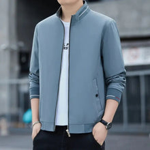 Men's Stripe Pattern Long Sleeve Zipper Windbreaker Jacket