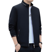 Men's Stripe Pattern Long Sleeve Zipper Windbreaker Jacket