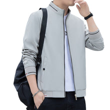 Men's Stripe Pattern Long Sleeve Zipper Windbreaker Jacket