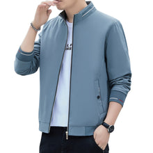 Men's Stripe Pattern Long Sleeve Zipper Windbreaker Jacket