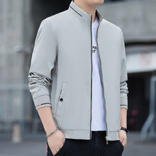 Men's Stripe Pattern Long Sleeve Zipper Windbreaker Jacket