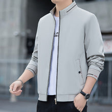 Men's Stripe Pattern Long Sleeve Zipper Windbreaker Jacket