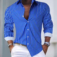Casual Striped Men's Long Sleeve Button Up Shirt