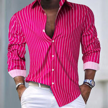 Casual Striped Men's Long Sleeve Button Up Shirt