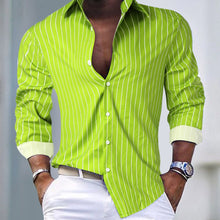 Casual Striped Men's Long Sleeve Button Up Shirt