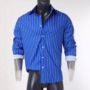 Casual Striped Men's Long Sleeve Button Up Shirt