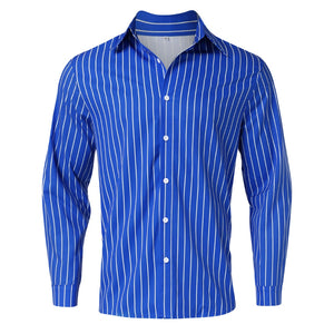 Casual Striped Men's Long Sleeve Button Up Shirt