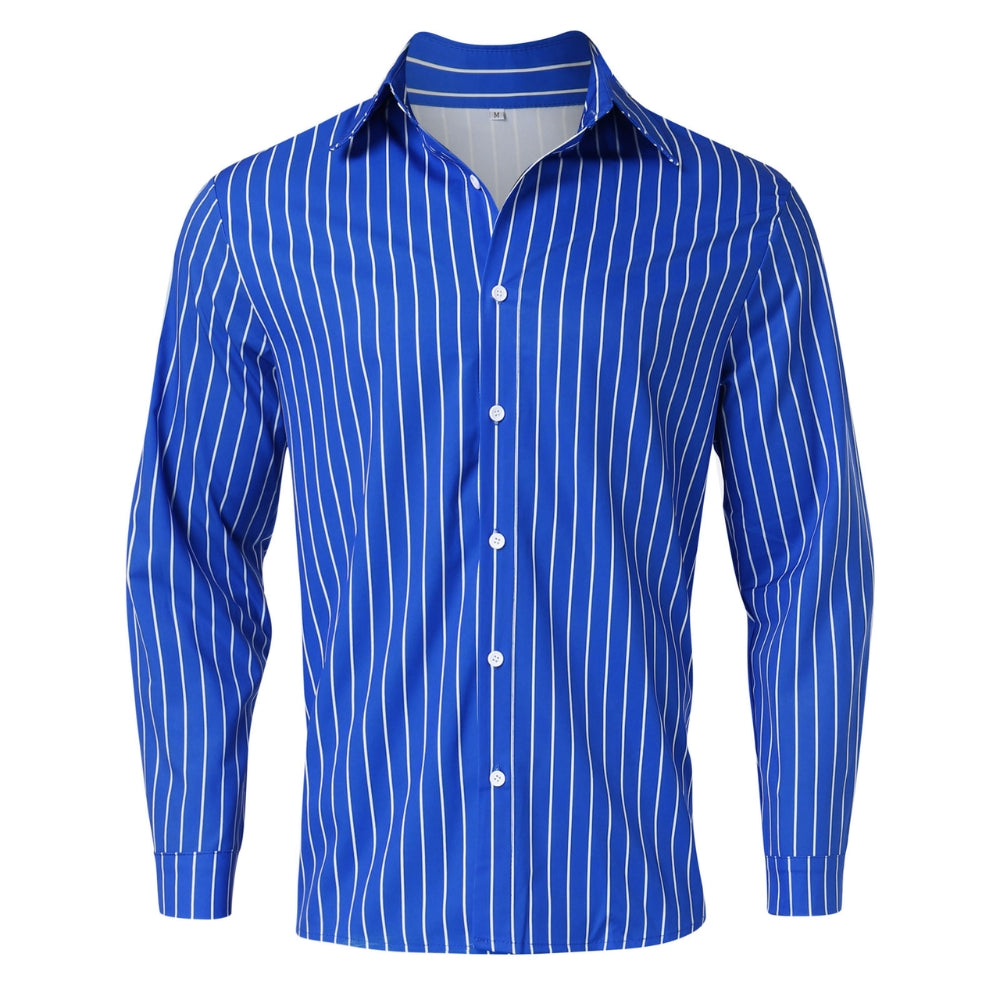 Casual Striped Men's Long Sleeve Button Up Shirt