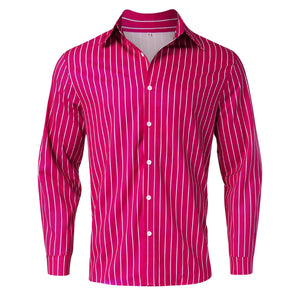 Casual Striped Men's Long Sleeve Button Up Shirt