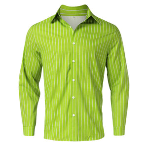 Casual Striped Men's Long Sleeve Button Up Shirt