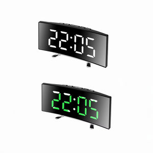 Modern Curved LED Mirror Alarm Clock