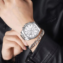 Men's Stainless Steel Strap Quartz Watch with Large Dial