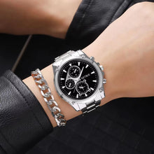 Men's Stainless Steel Strap Quartz Watch with Large Dial