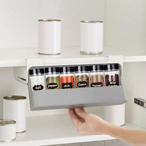 Self-adhesive Wall-mounted Under-Shelf Seasoning Bottle Storage Rack Spice Organizer