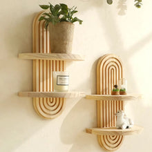 Boho Style Wooden Wall Shelf for Modern Home Decor
