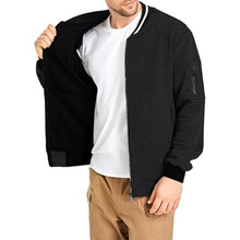 Men Jackets Waffle Knit Sweatshirts Zip Up Cardigan