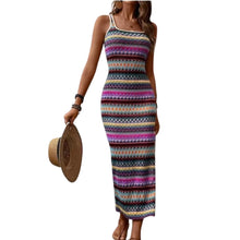Sleeveless Striped Square Neck Casual Vacation Dress for Women