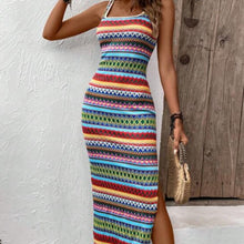 Sleeveless Striped Square Neck Casual Vacation Dress for Women