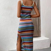 Sleeveless Striped Square Neck Casual Vacation Dress for Women
