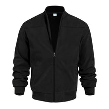 Men's Retro Suede Bomber Jacket with Full Zip and Windproof Design