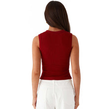 Women V Neck Sleeveless Button Up Vest Tank Top