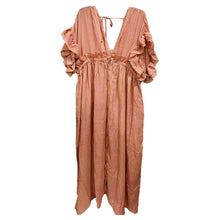 Casual Loose Ruffles Long Dress Women Deep V-neck Lace Up Maxi Dresses